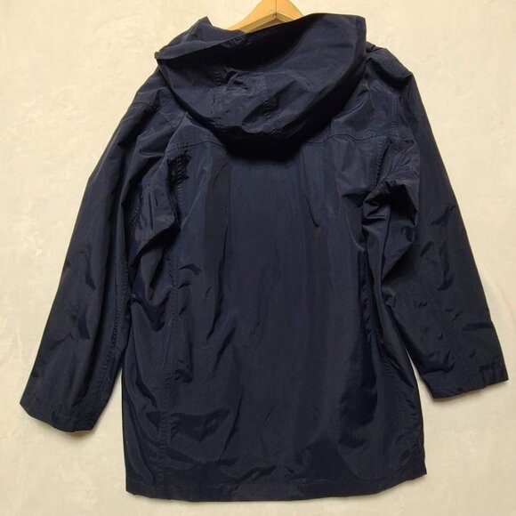 Vintage Eddie Bauer Womens XXL Navy Blue Nylon Parka Jacket With Hood & Zipper - Picture 9 of 12